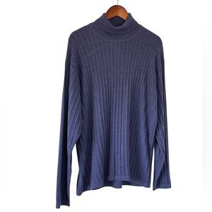 Mendocino Merino Wool Ribbed Baselayer Turtleneck Wide Ribbed Lapis Blue Men's L